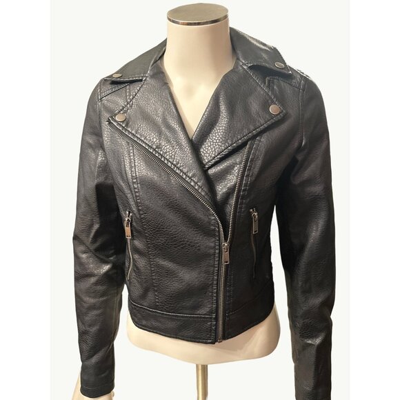Aeropostale Jackets & Blazers - Aeropostale Faux Leather Moto Black Biker Style Jacket Zipper Pockets Sleev Stud